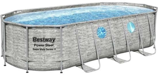 BESTWAY XXXL baseins ar sūkni, kāpnēm un panorāmas logiem – 549x274x122 cm